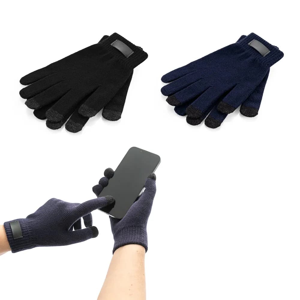 Handschuhe aus recyceltem Polyester (100% rPET), mit Tastspitzen - BURROW - Schwarz