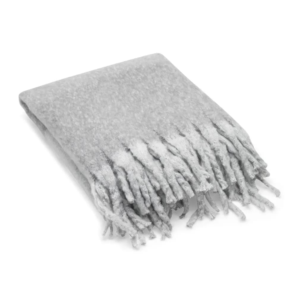Decke aus recyceltem Polyester (100% rPET) (300 g/m²), mit Mohair-Feeling - COMFY - Grau
