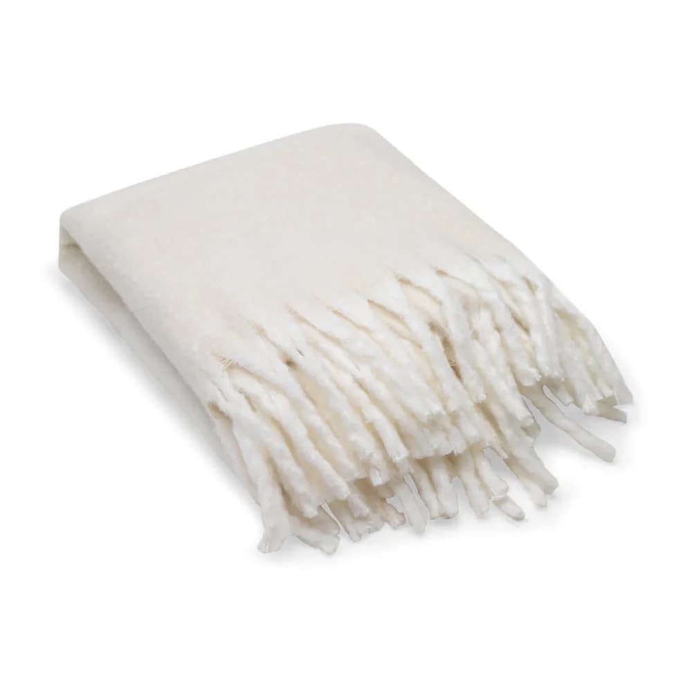 Decke aus recyceltem Polyester (100% rPET) (300 g/m²), mit Mohair-Feeling - COMFY - Beige