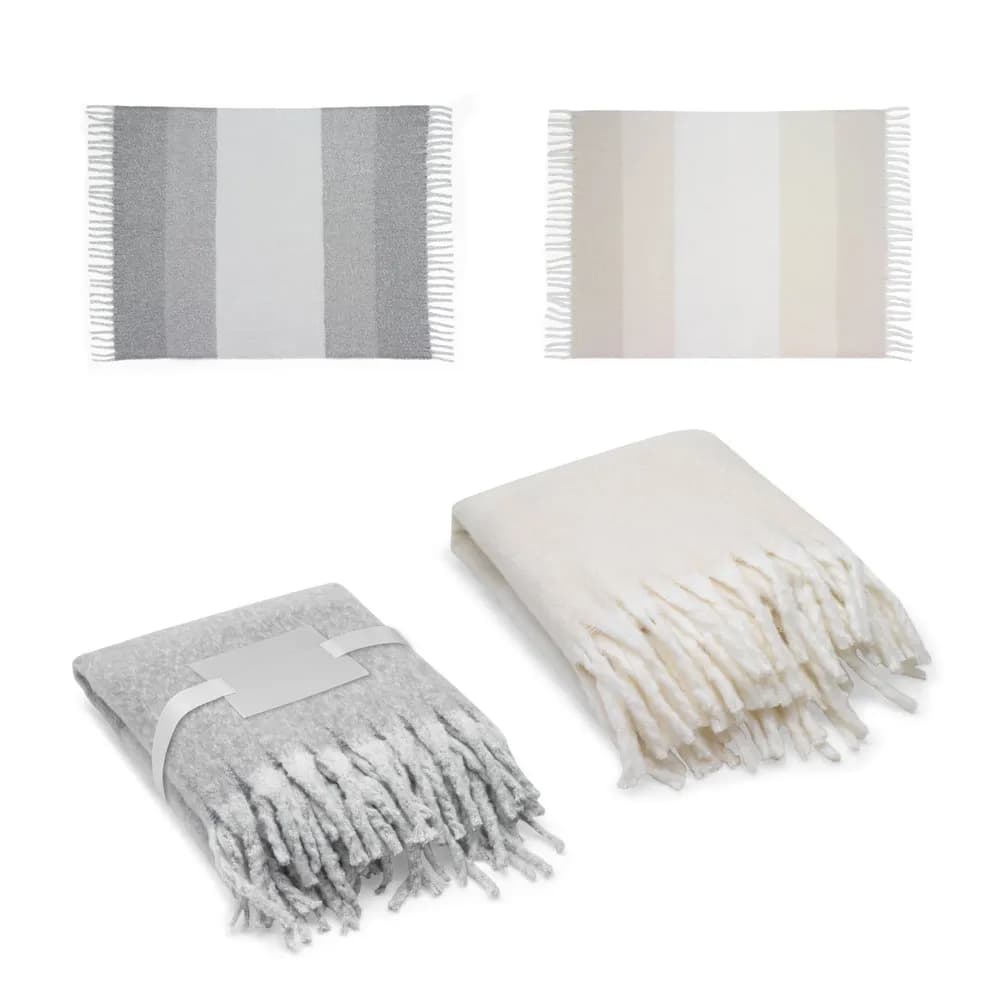 Decke aus recyceltem Polyester (100% rPET) (300 g/m²), mit Mohair-Feeling - COMFY - Grau