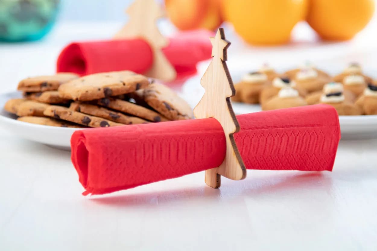 Serviettenringset - Julmiddag - natur