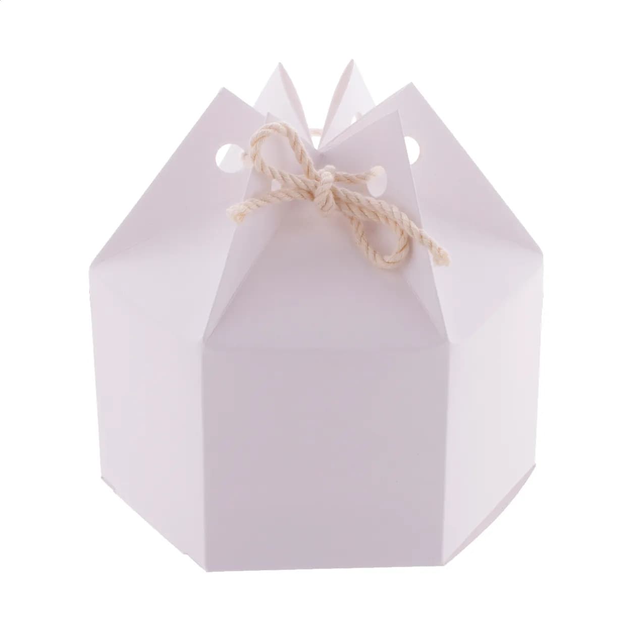 Sechseckige Geschenkbox - CreaBox HexaCord M - weiß