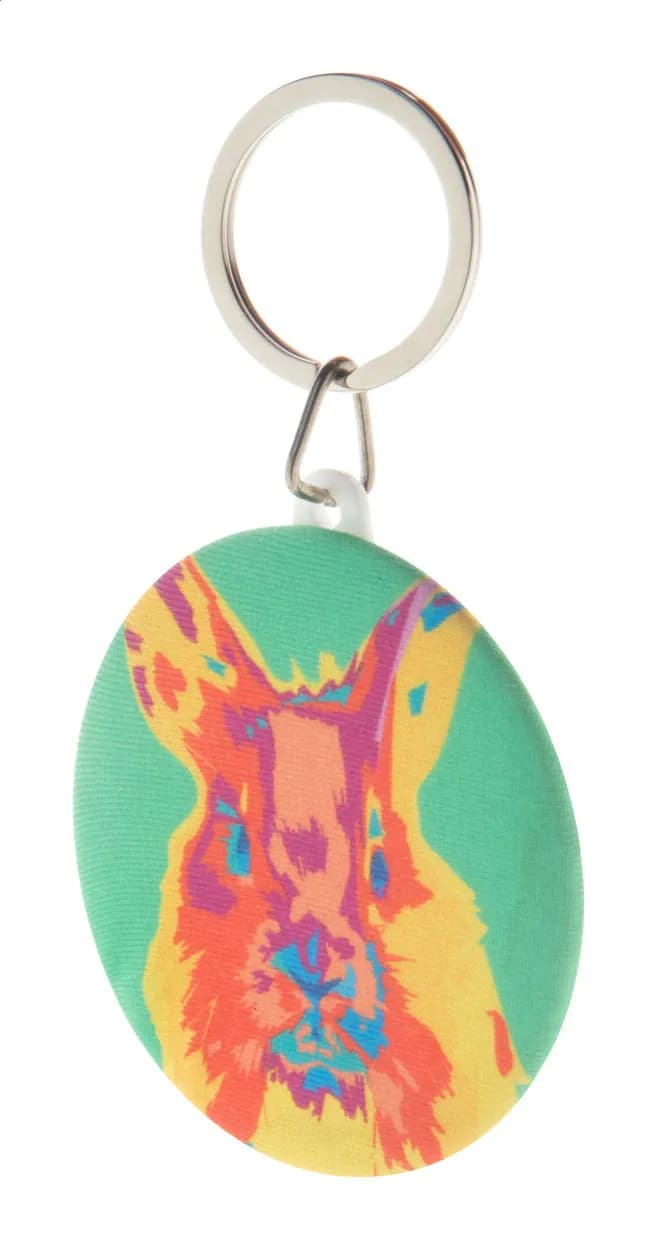 Button-Schlüsselanhänger - KeyBadge RPET Maxi - weiß