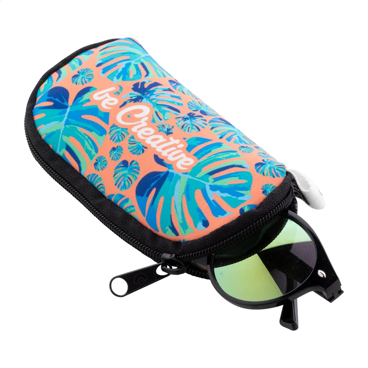 Individuelles RPET Sonnenbrillenetui - PrintSun Zip - schwarz (-10)