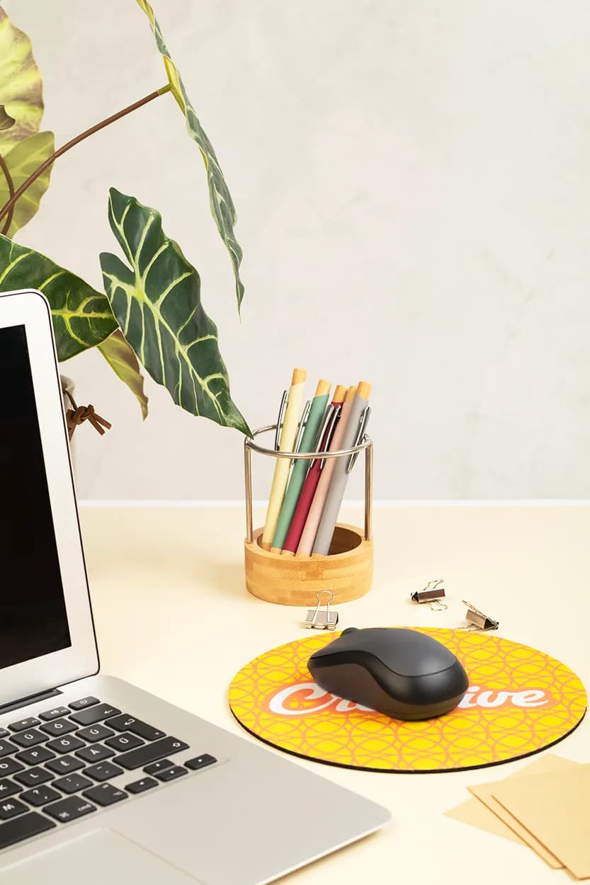 RPET Mauspad - CreaFelt Cursor Round - weiß