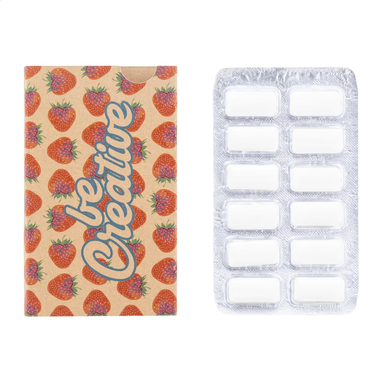 Individuell bedruckbarer Kaugumiiblister - CreaChew 12 Eco - natur