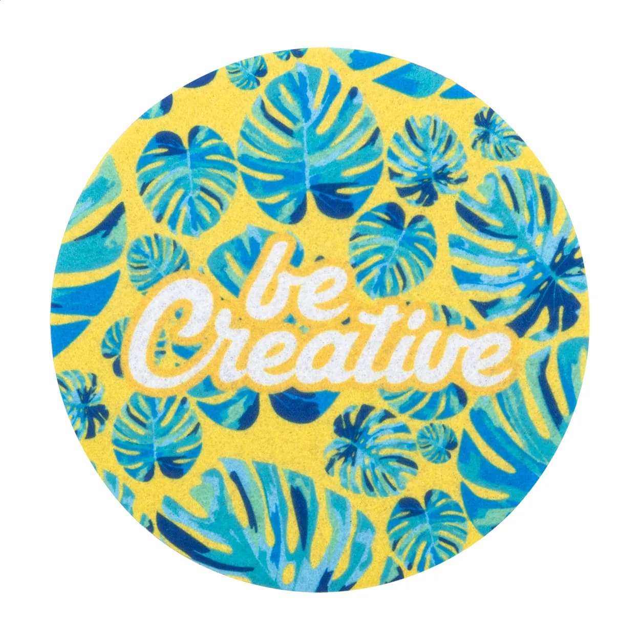 RPET-Filzuntersetzer, rund - CreaFelt Drink Plus - weiß (-A)