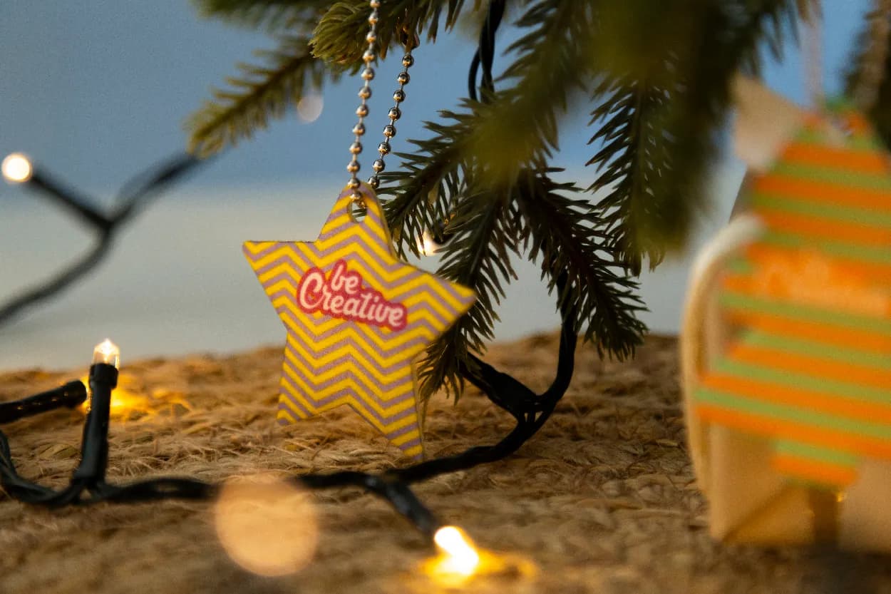 Schlüsselanhänger Weihnachten, Stern - CreaFelt Key Xmas - weiß (-A)