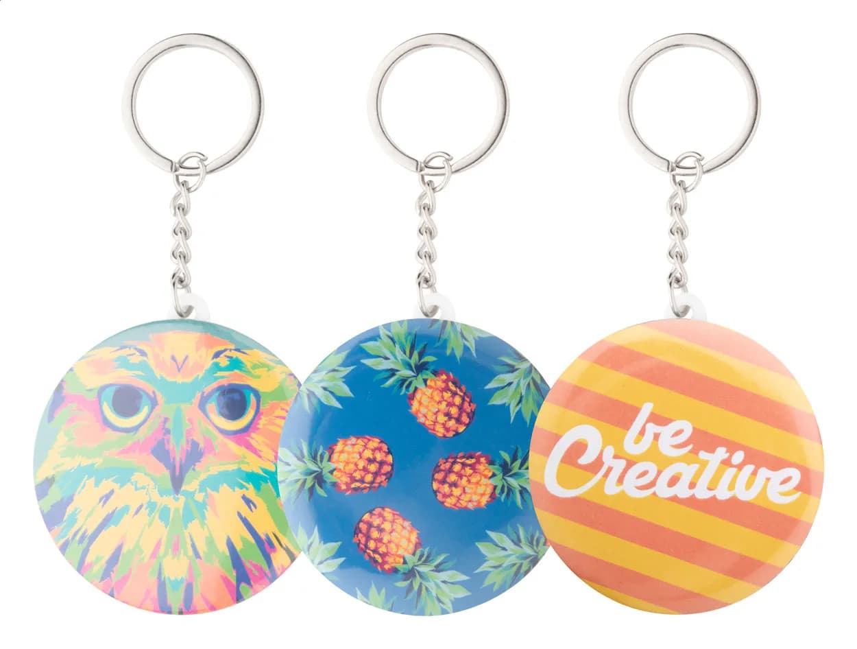 Button-Schlüsselanhänger - KeyBadge Bottle - silber