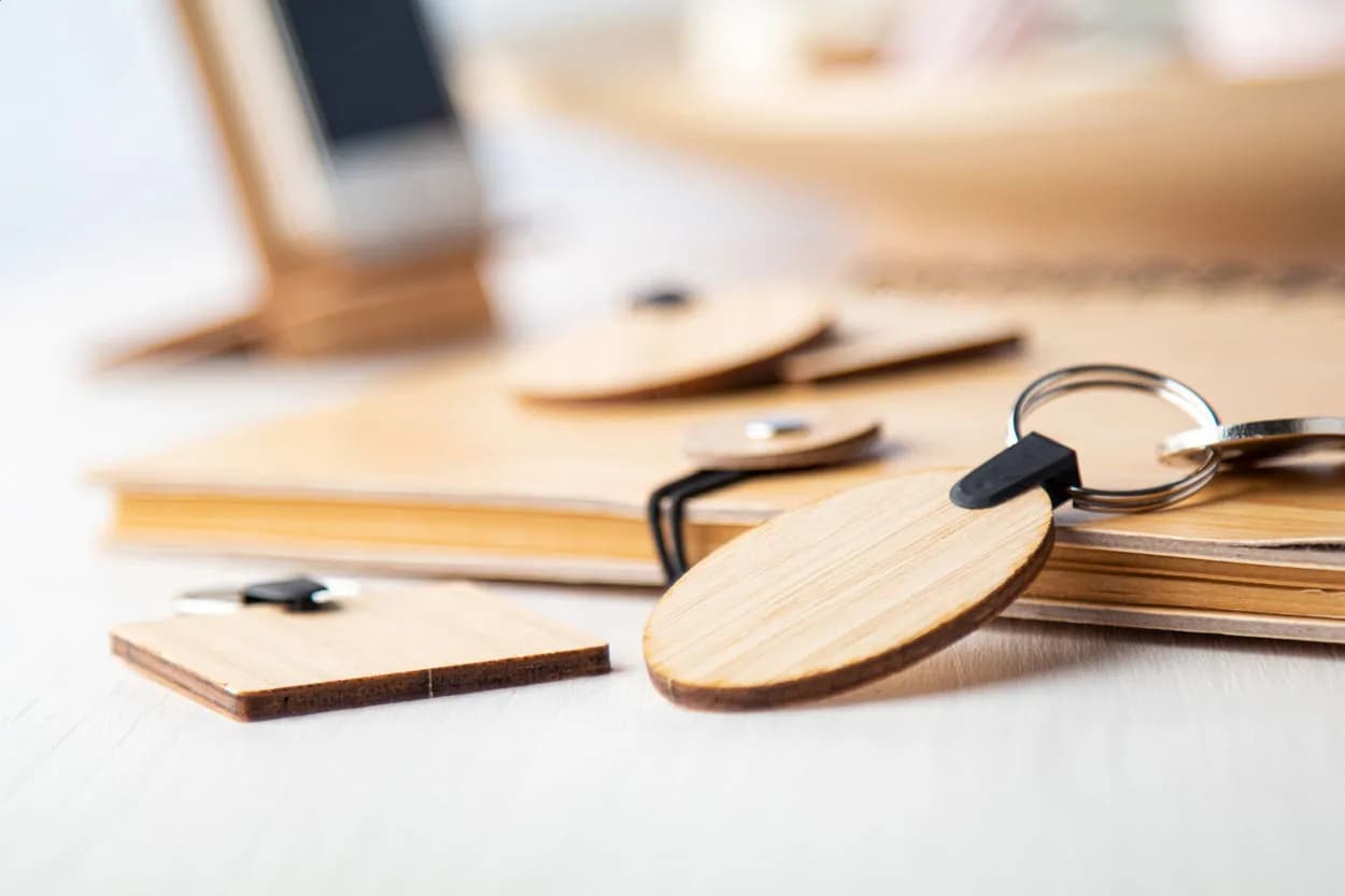 Bambus-Schlüsselanhänger, rund - Bambry - natur (-B)