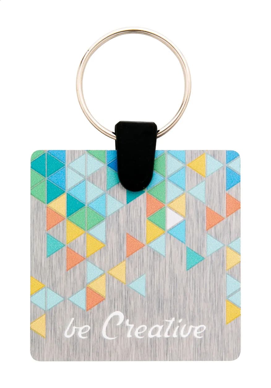 Schlüsselanhänger (quadratisch) - Aluudy C - silber