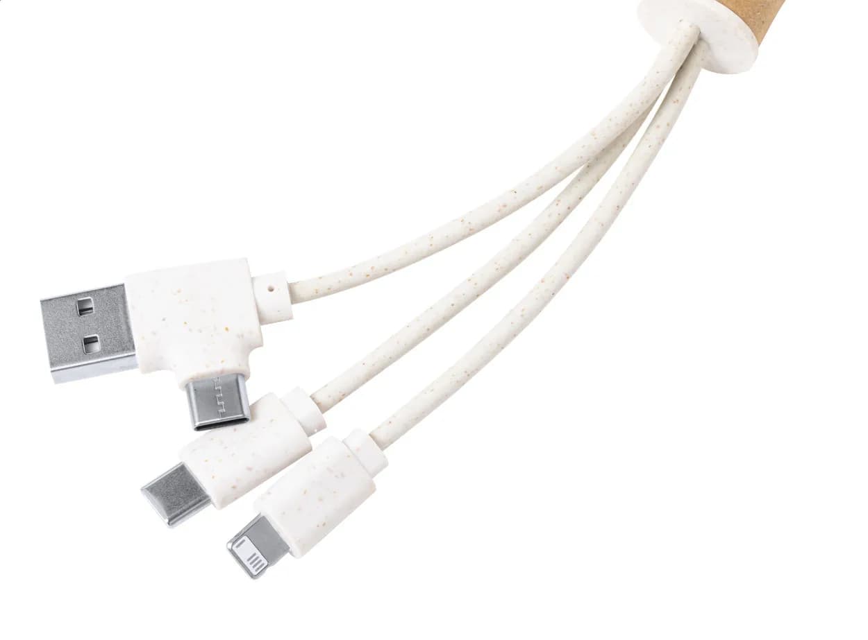 Schlüsselanhänger mit USB-Ladekabel - Paplen - natur
