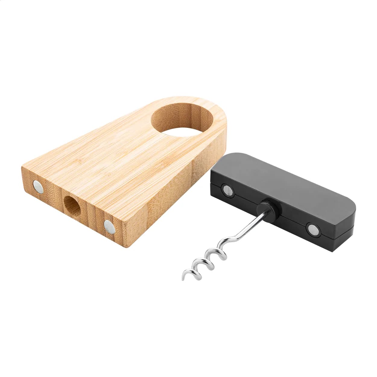 Flaschenhalter mit Korkenzieher - Kyoho - natur