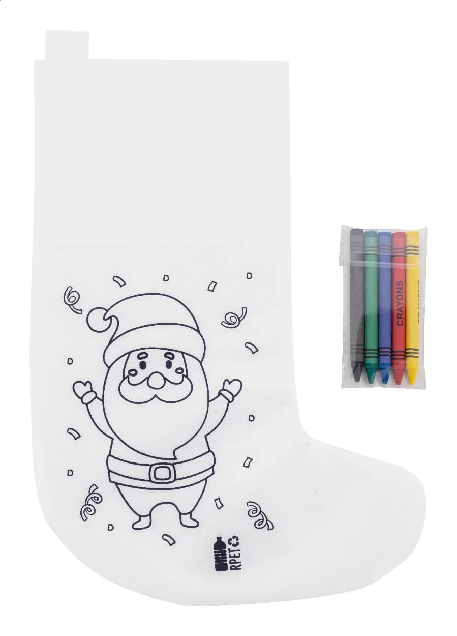 Weihnachtsstrumpf zum Ausmalen - Julfar Gift - weiß