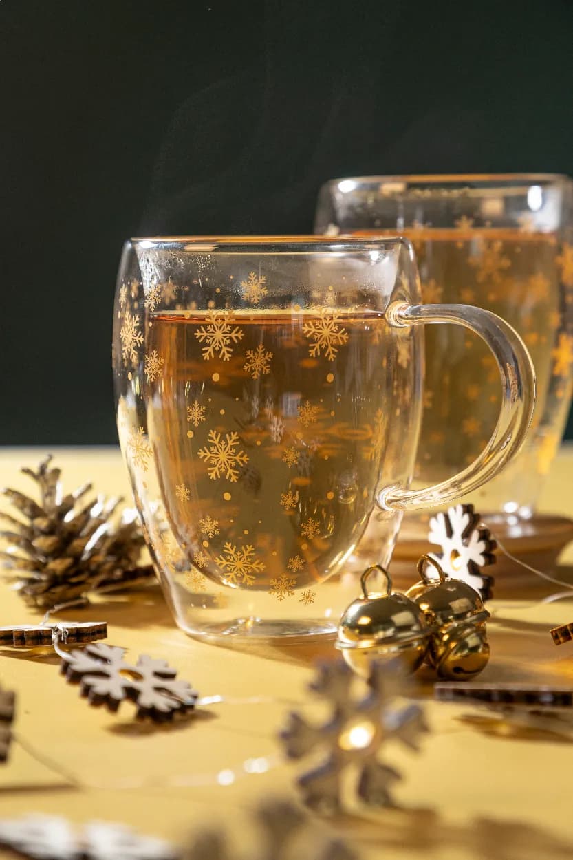 Weihnachts-Thermobecher aus Glas - Snostro - transparent