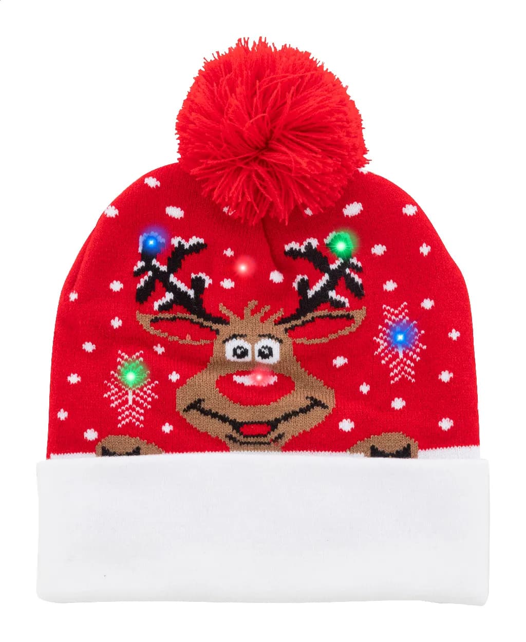 Weihnachts-LED-Wintermütze, Rentier - Norrsken - rot (-A)
