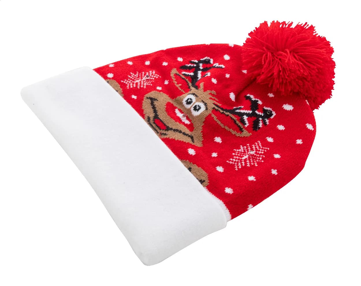 Weihnachts-LED-Wintermütze, Rentier - Norrsken - rot (-A)