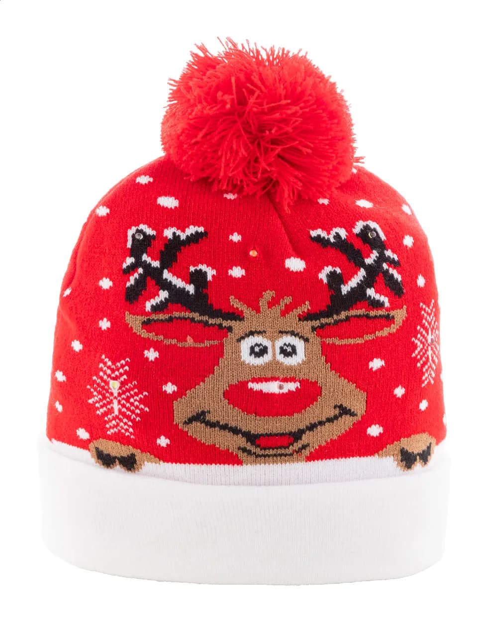 Weihnachts-LED-Wintermütze, Rentier - Norrsken - rot (-A)