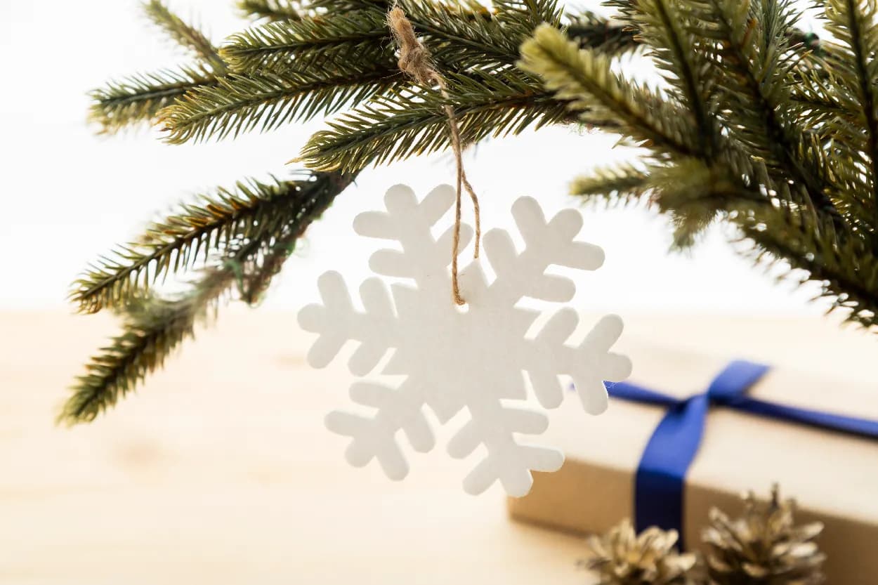 RPET Weihnachtsbaumschmuck, Schneeflocke - Joulox - weiß (-A)