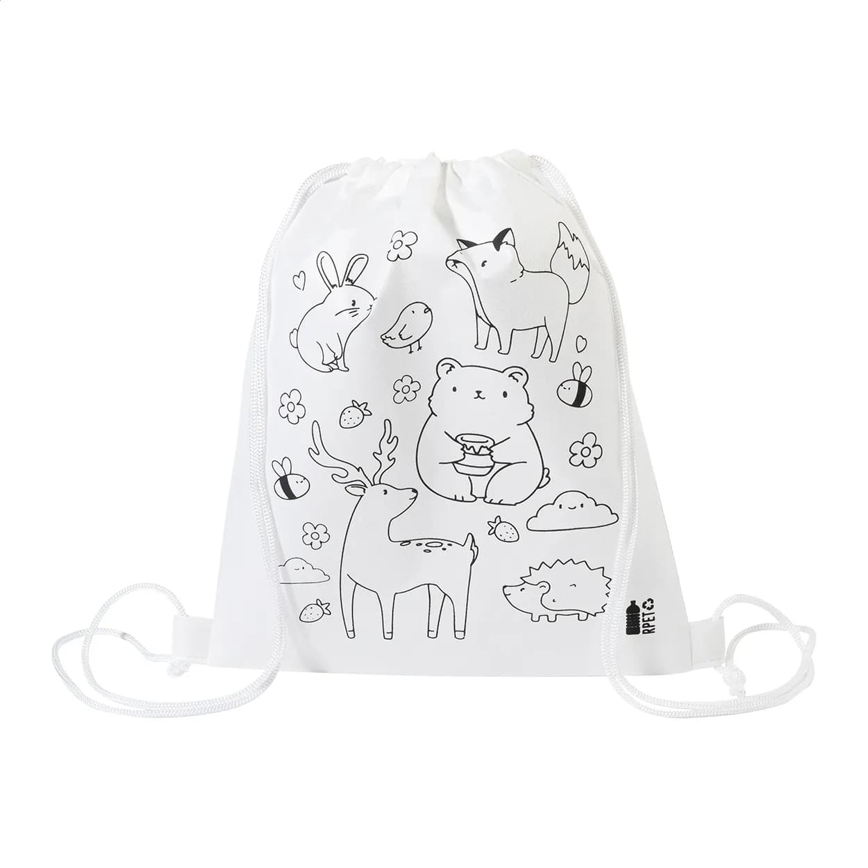 RPET Färbebeutel mit Kordelzug, Tiere - Zocolo - weiß (-A)
