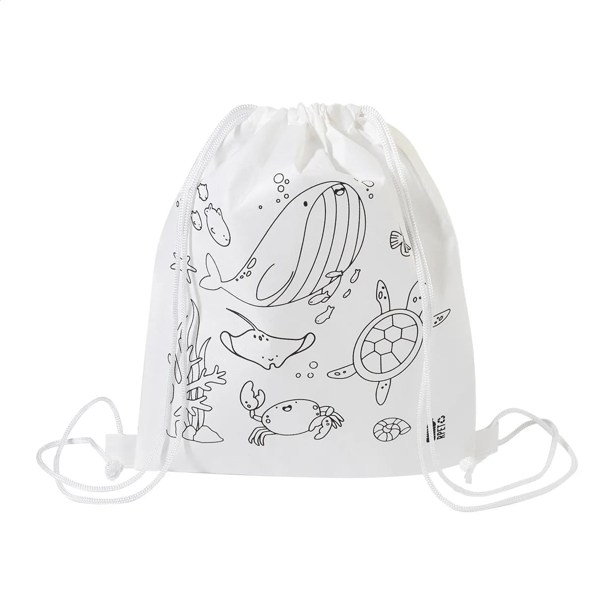 RPET Färbebeutel mit Kordelzug, Tiere - Zocolo - weiß (-B)