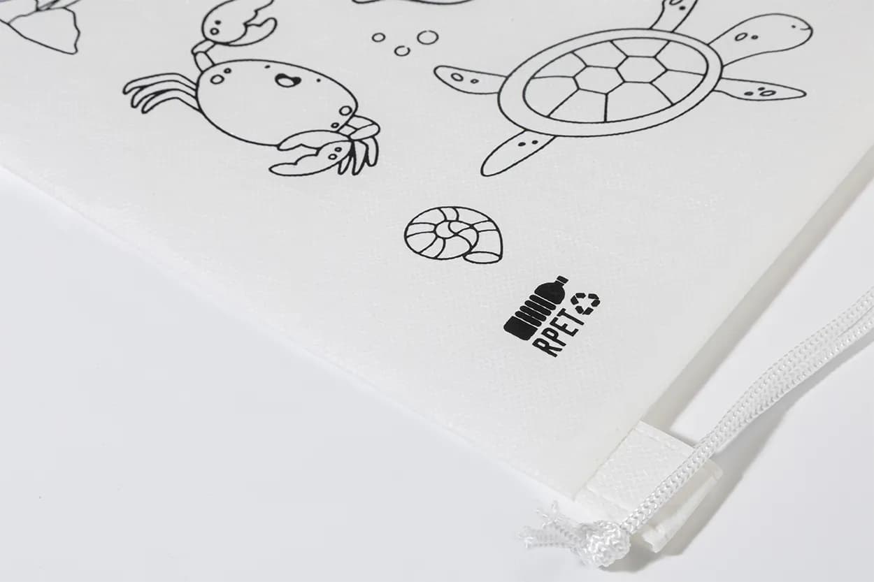 RPET Färbebeutel mit Kordelzug, Tiere - Zocolo - weiß (-B)