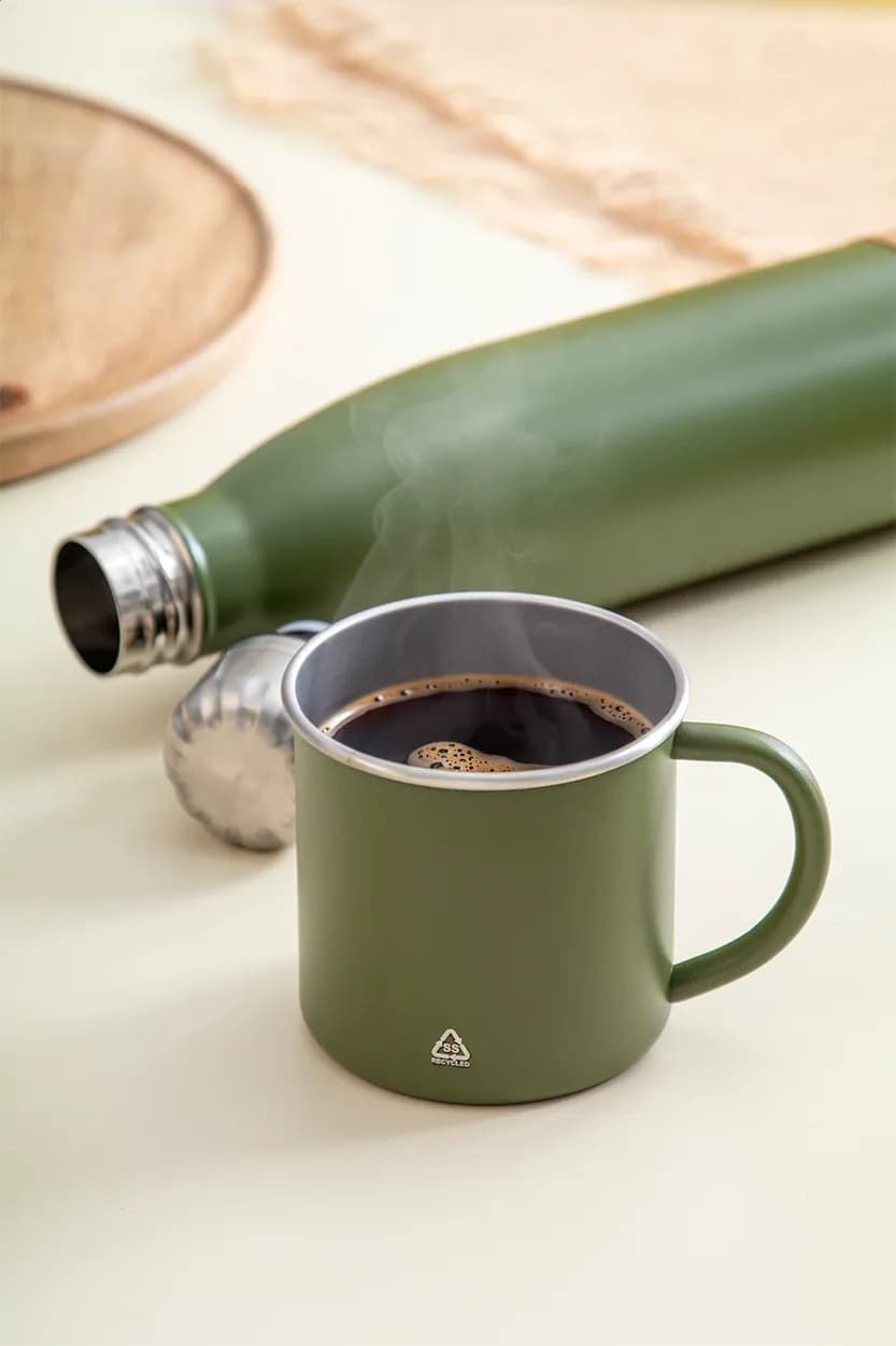 Tasse aus recyceltem Edelstahl - Hossa - grün (-07)
