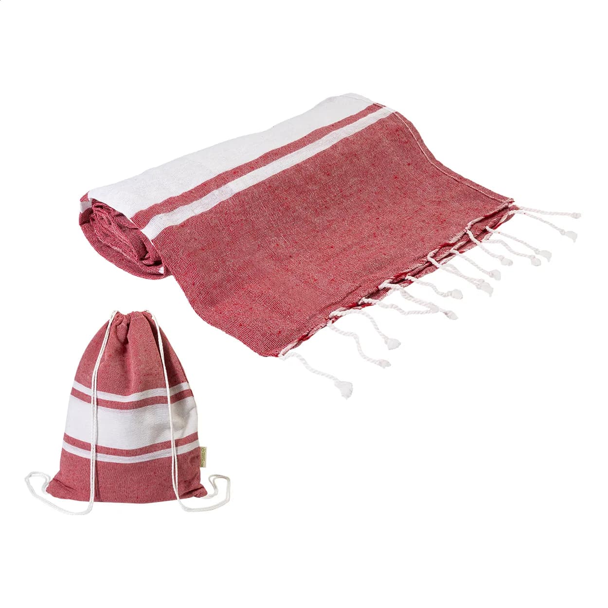 Strandtuch und Turnbeutel aus recycelter Baumwolle - Tortuga - rot (-05)