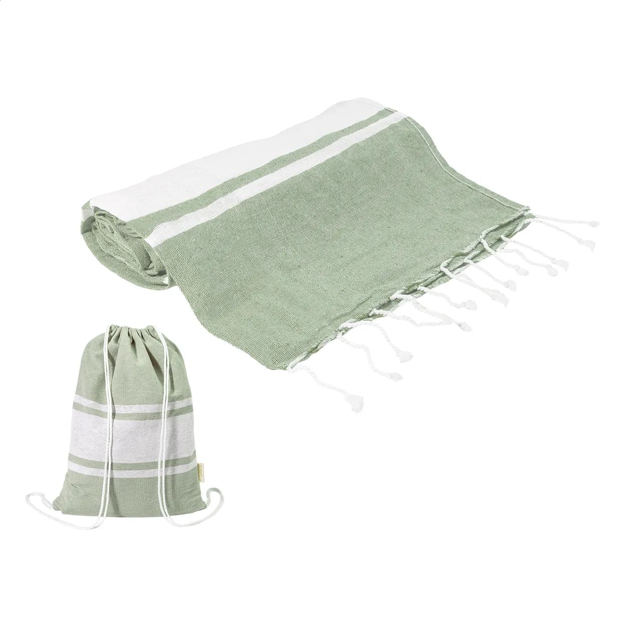 Strandtuch und Turnbeutel aus recycelter Baumwolle - Tortuga - grün (-07)
