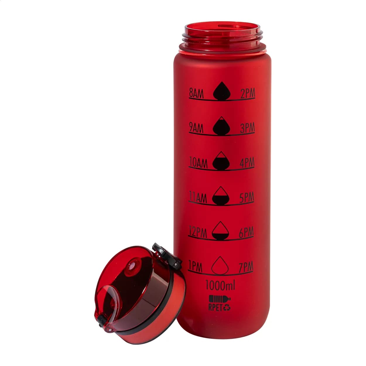 RPET Flasche mit Motivationsanzeige - Sipcount - rot (-05)
