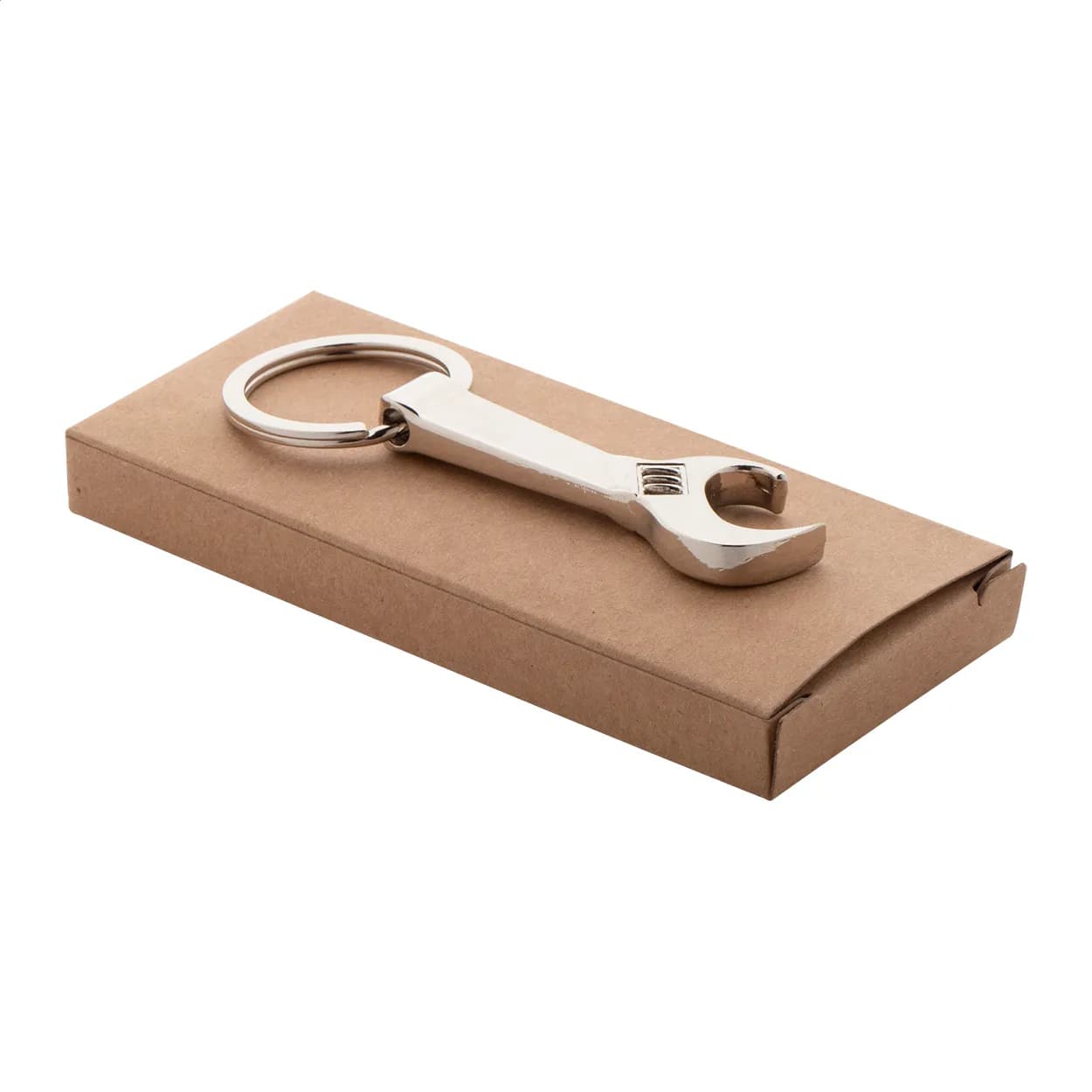 Schlüsselanhänger mit Flaschenöffner - Spanner - silber