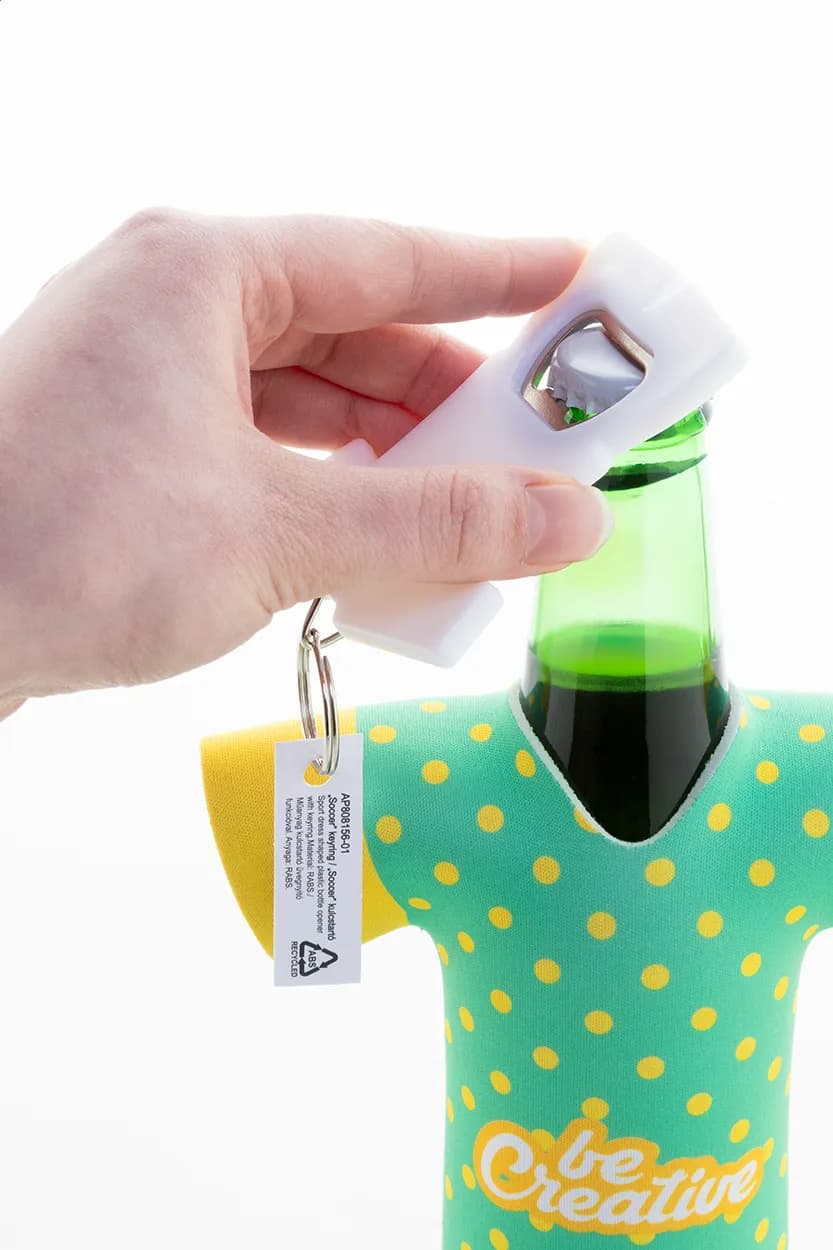 Flaschenöffner/Schlüsselanhänger - Soccer - weiß (-01)