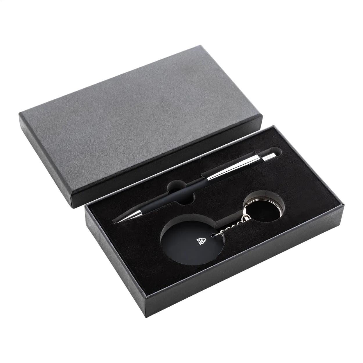 Geschenkset Kugelschreiber und Schlüsselanhänger - Miroset - schwarz (-10)