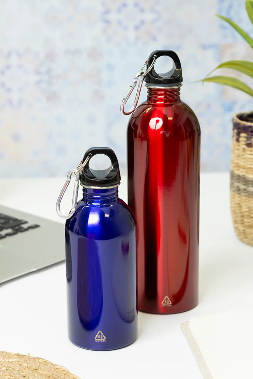 Flasche aus recyceltem Edelstahl - Ressuto - blau (-06)