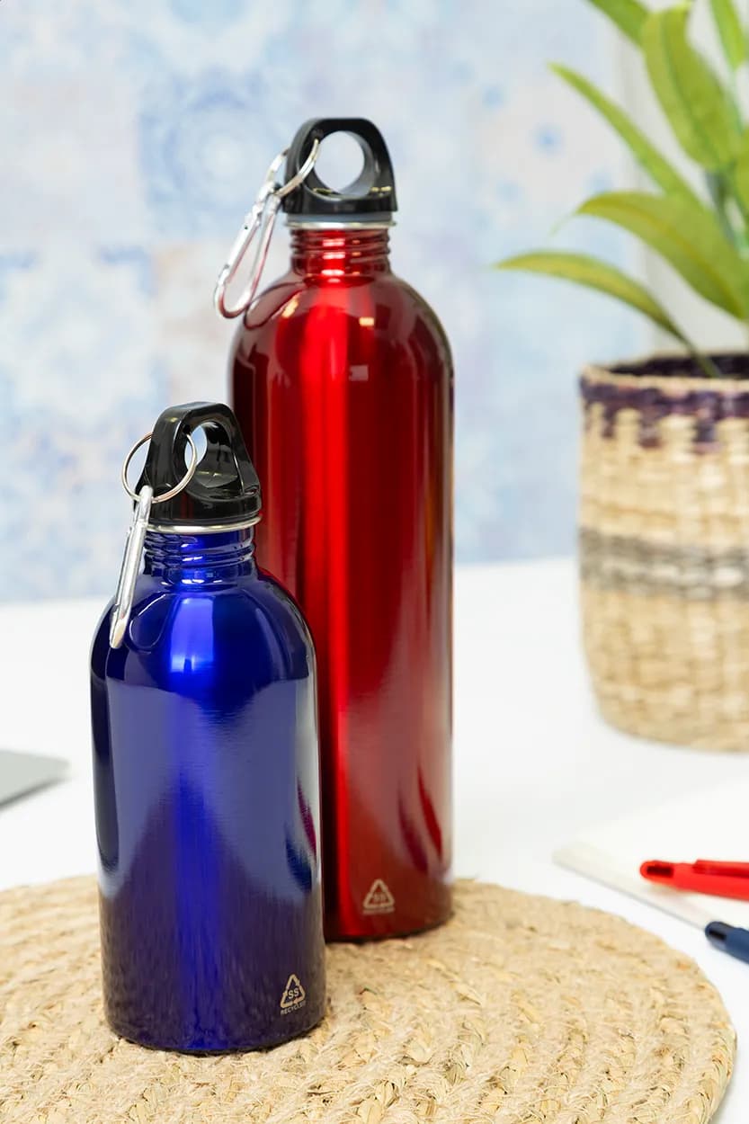 Flasche aus recyceltem Edelstahl - Ressuto - blau (-06)