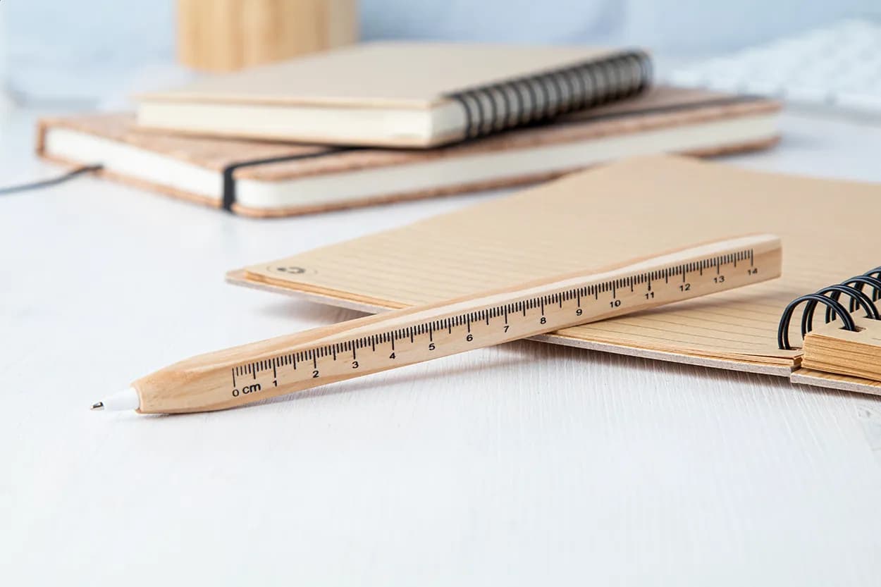 Kugelschreiber mit Lineal - Burnham - natur