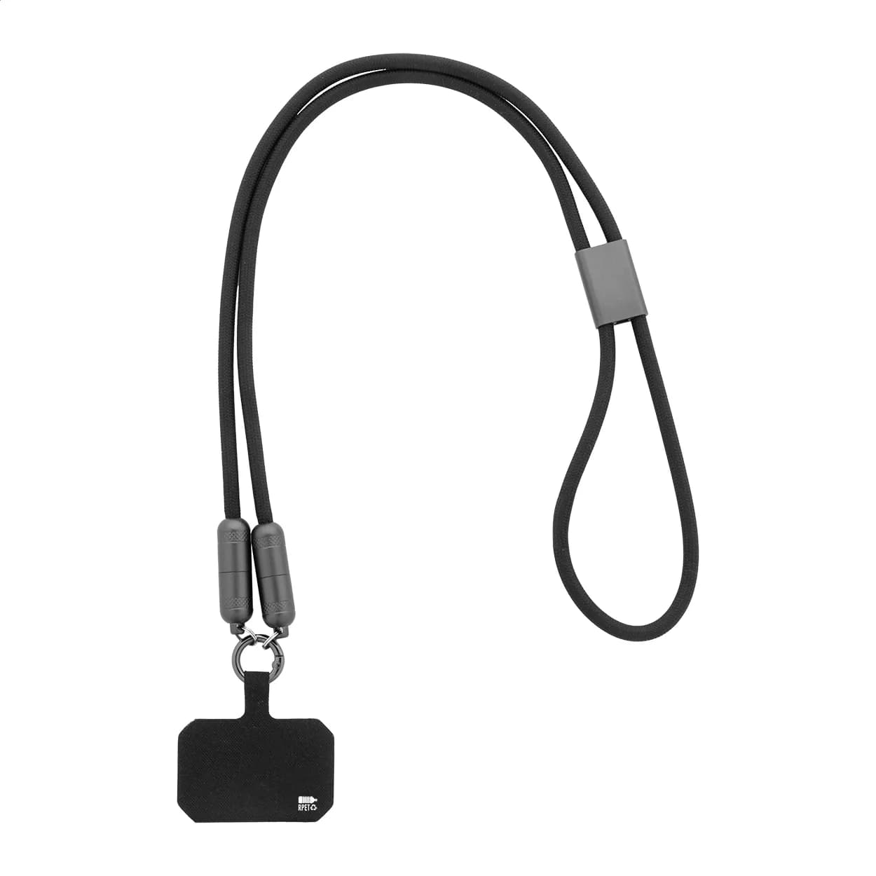 60W Handy-Lanyard-Kabel RPET - Fastly - schwarz (-10)