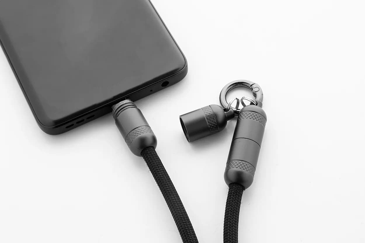 60W Handy-Lanyard-Kabel RPET - Fastly - schwarz (-10)