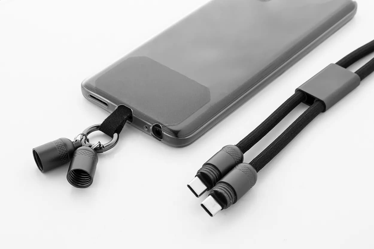 60W Handy-Lanyard-Kabel RPET - Fastly - schwarz (-10)