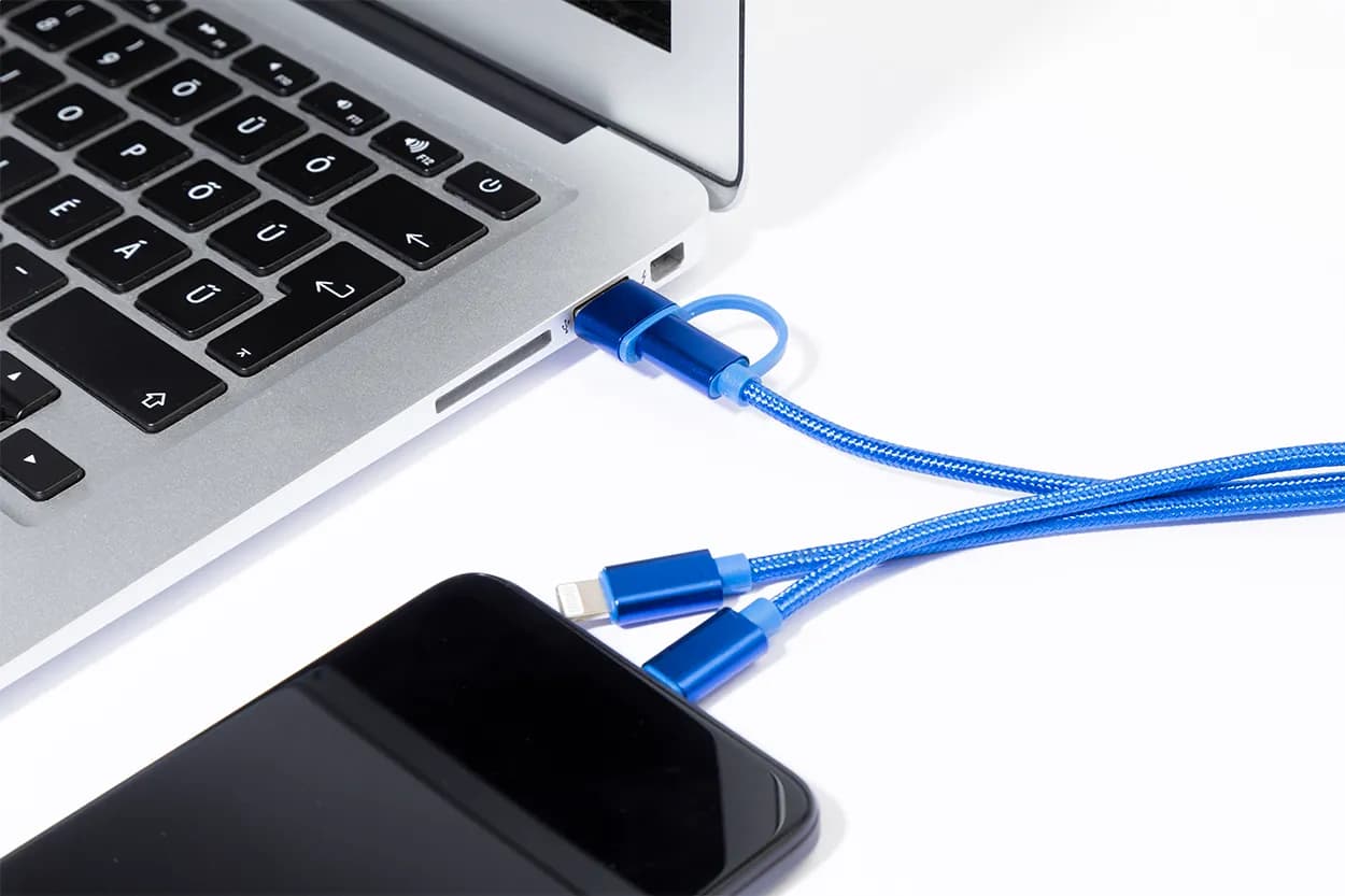 USB-Ladekabel mit Schlüsselanhänger - Rafob - blau (-06)