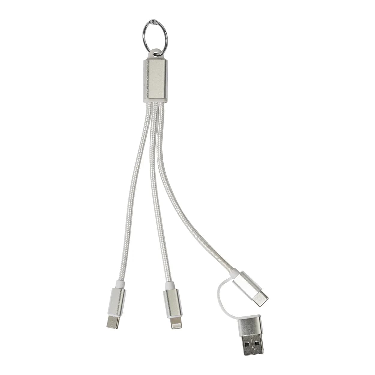 USB-Ladekabel mit Schlüsselanhänger - Rafob - silber (-21)