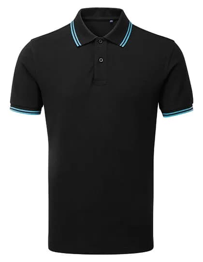 Men´s Classic Fit Tipped Polo - Black/Turquoise