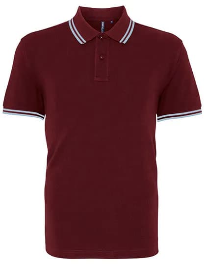 Men´s Classic Fit Tipped Polo - Burgundy/Sky
