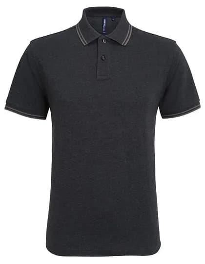 Men´s Classic Fit Tipped Polo - Heather Black/Charcoal