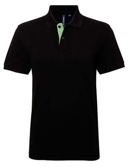Men´s Classic Fit Contrast Polo - Black/Lime