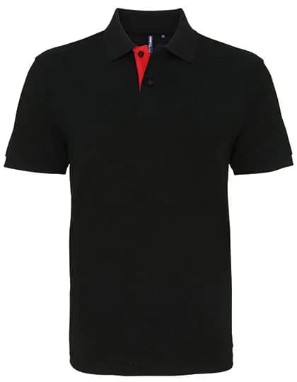 Men´s Classic Fit Contrast Polo - Black/Red