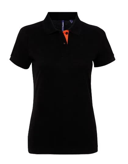 Women´s Classic Fit Contrast Polo - Black/Orange