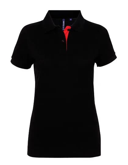Women´s Classic Fit Contrast Polo - Black/Red