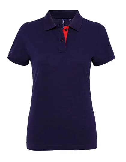 Women´s Classic Fit Contrast Polo - Navy/Red