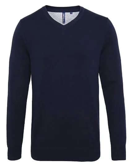 Men´s Cotton Blend V Neck Sweater - French Navy
